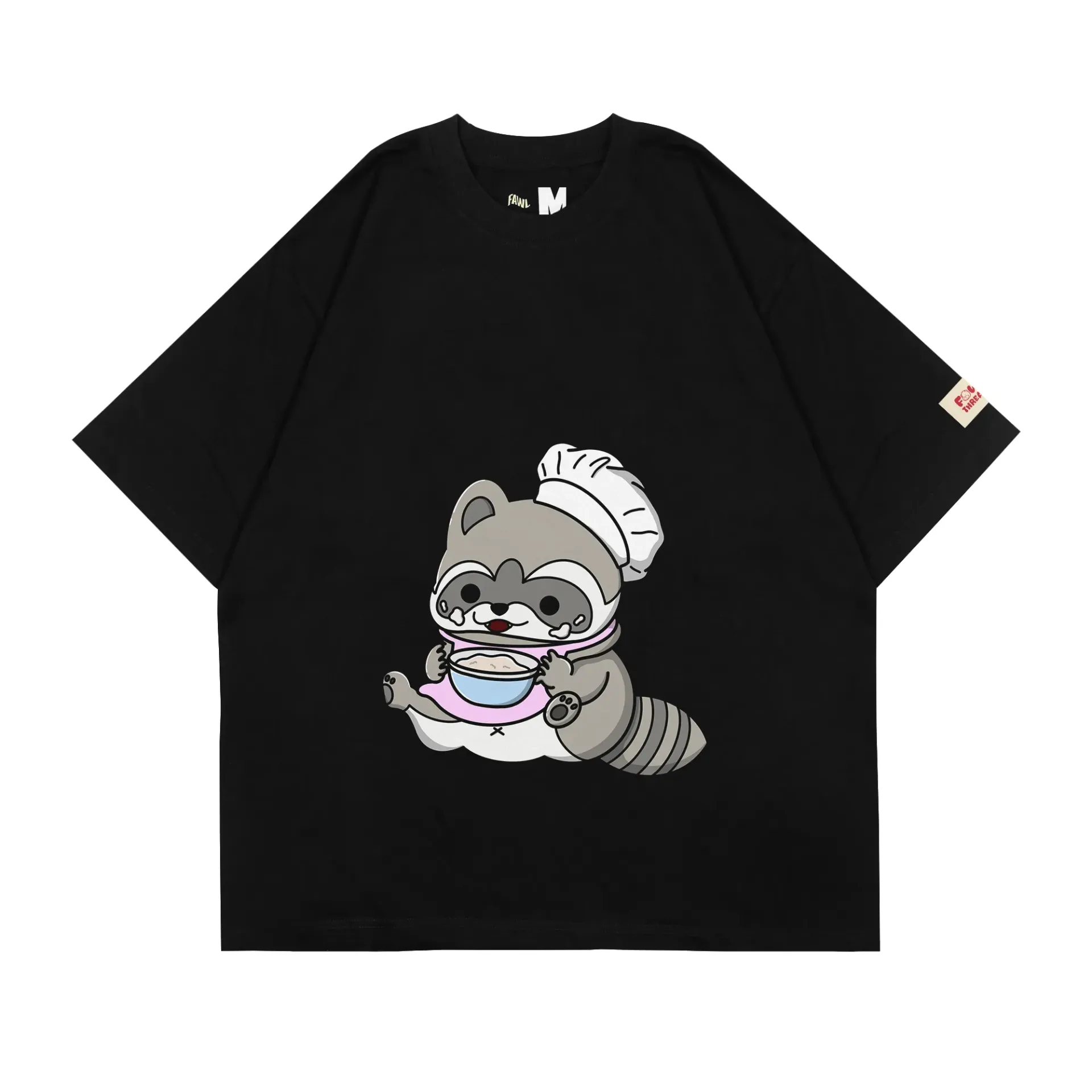 [TS-01561001] Racoon Chef T-Shirt (Black, Small)